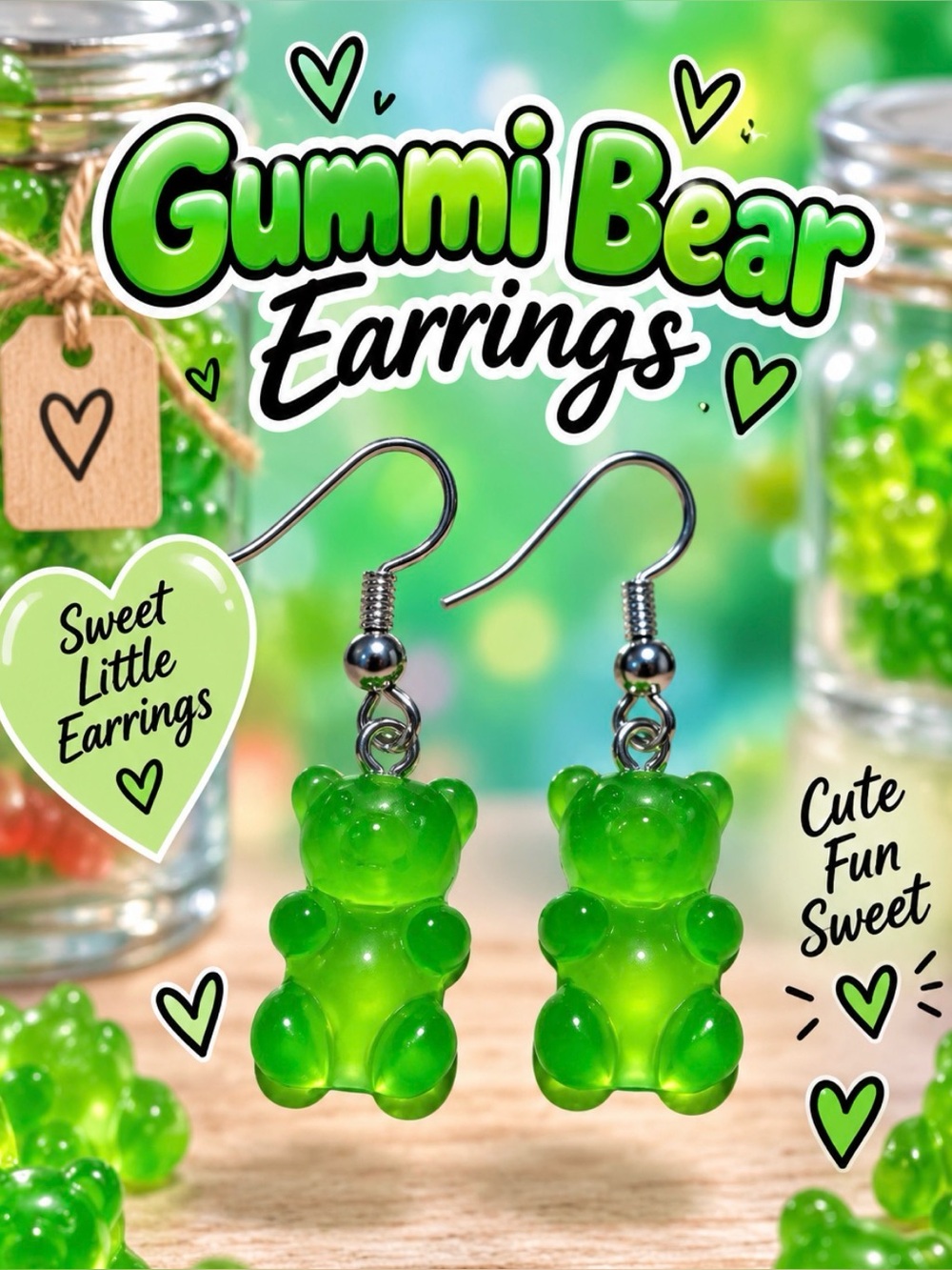 Gummi Bear Earrings - Green